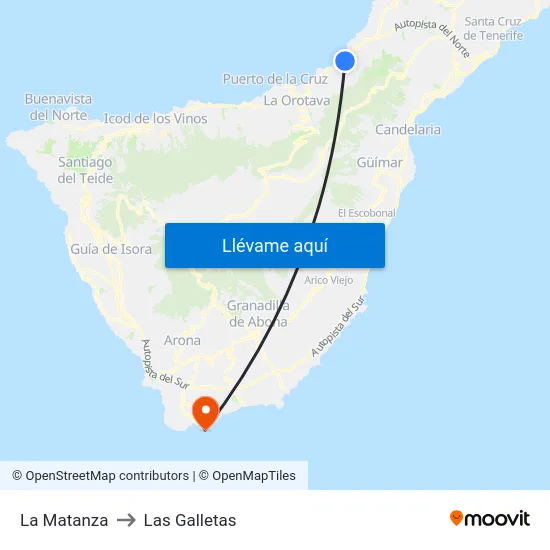 La Matanza to Las Galletas map