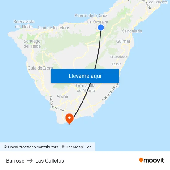 Barroso to Las Galletas map