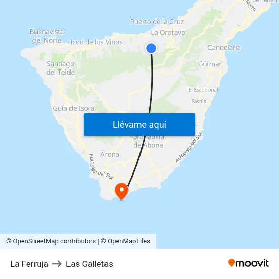 La Ferruja to Las Galletas map