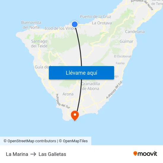 La Marina to Las Galletas map