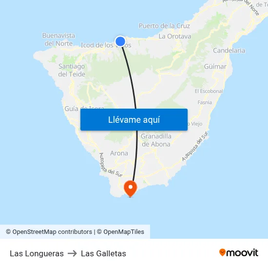 Las Longueras to Las Galletas map