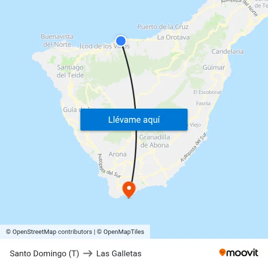 Santo Domingo (T) to Las Galletas map