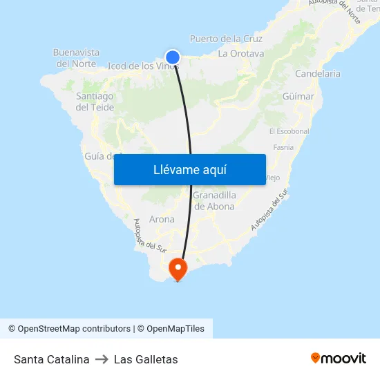 Santa Catalina to Las Galletas map