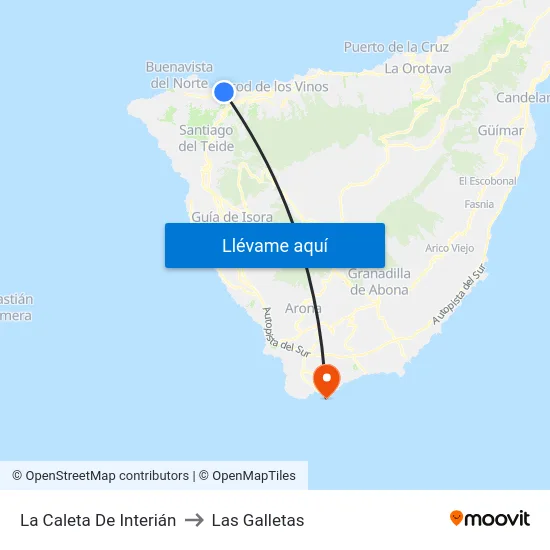 La Caleta De Interián to Las Galletas map