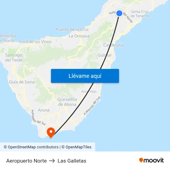 Aeropuerto Norte to Las Galletas map