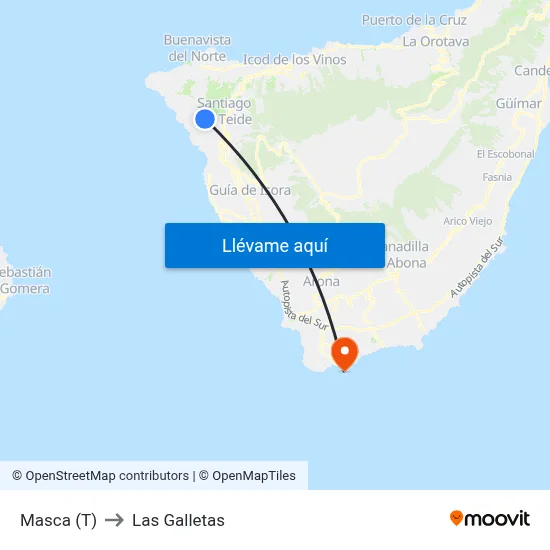 Masca (T) to Las Galletas map