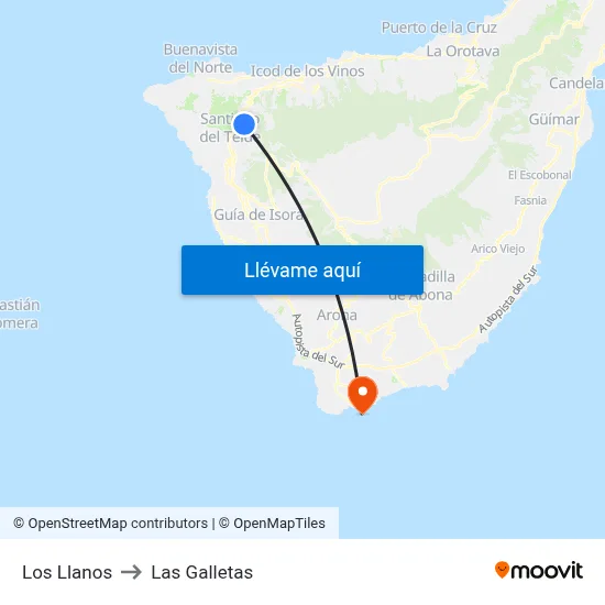Los Llanos to Las Galletas map