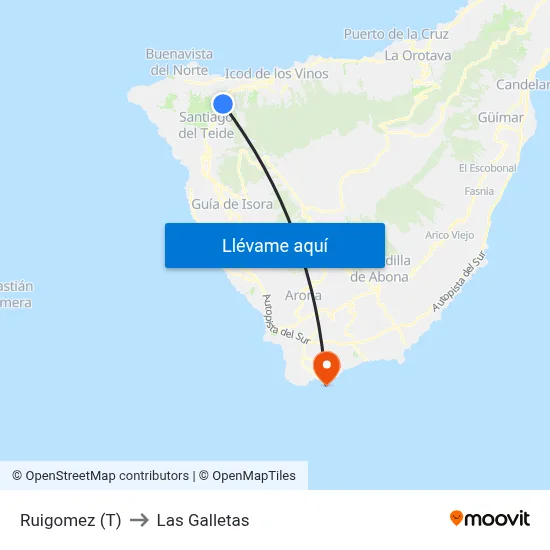 Ruigomez (T) to Las Galletas map