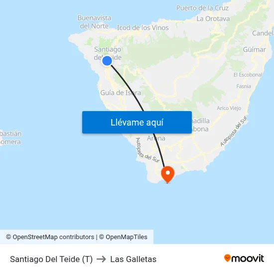 Santiago Del Teide (T) to Las Galletas map