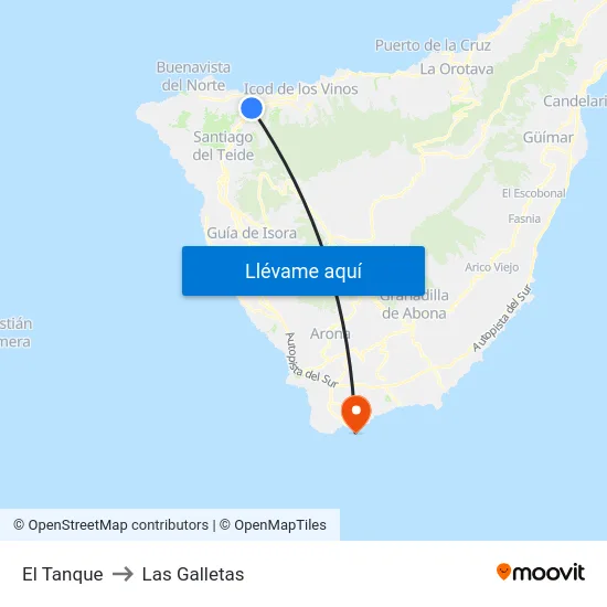El Tanque to Las Galletas map