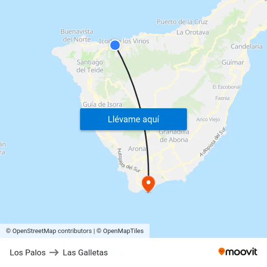 Los Palos to Las Galletas map