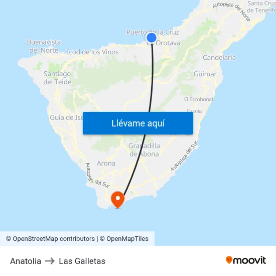 Anatolia to Las Galletas map