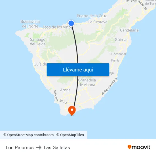 Los Palomos to Las Galletas map