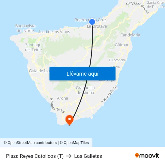 Plaza Reyes Catolicos (T) to Las Galletas map