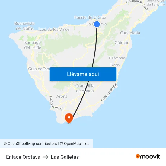Enlace Orotava to Las Galletas map