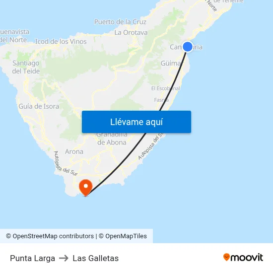 Punta Larga to Las Galletas map