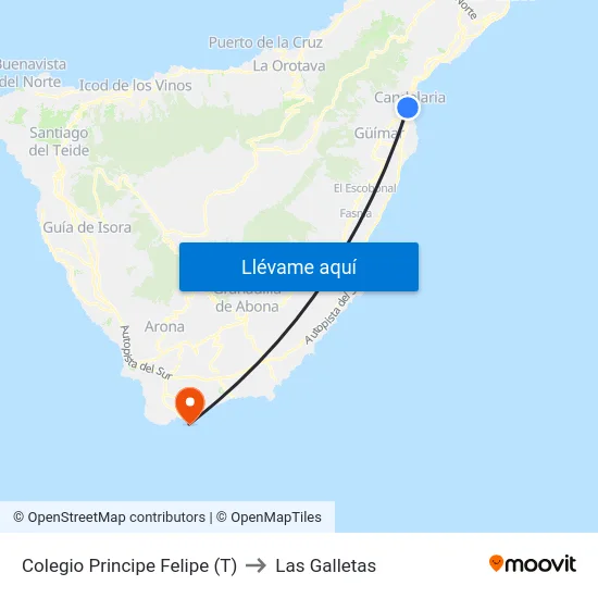 Colegio Principe Felipe (T) to Las Galletas map