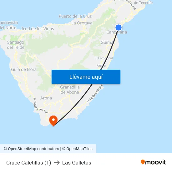 Cruce Caletillas (T) to Las Galletas map