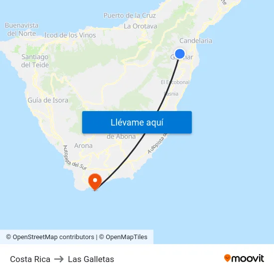 Costa Rica to Las Galletas map
