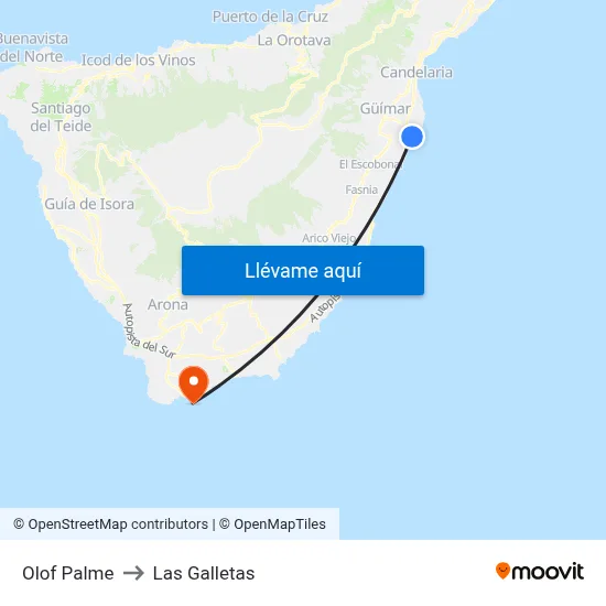 Olof Palme to Las Galletas map