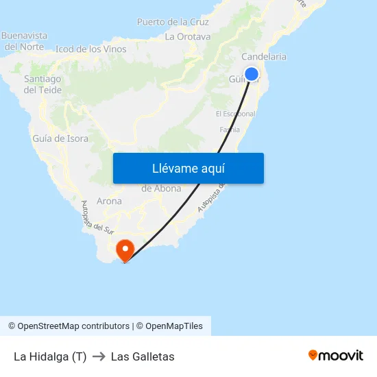 La Hidalga (T) to Las Galletas map