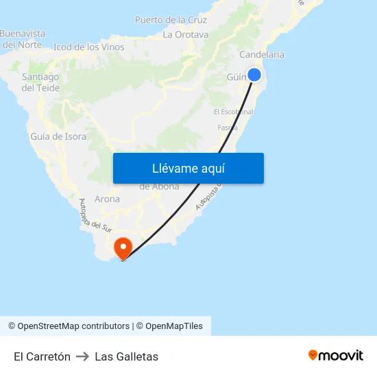 El Carretón to Las Galletas map