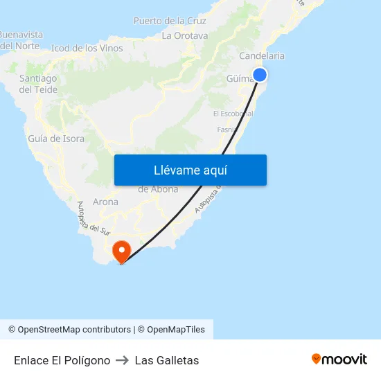 Enlace El Polígono to Las Galletas map