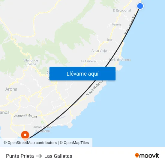 Punta Prieta to Las Galletas map