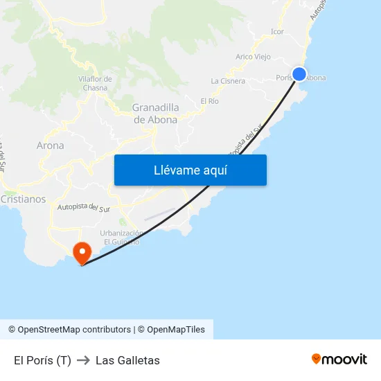 El Porís (T) to Las Galletas map