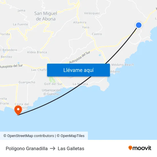 Polígono Granadilla to Las Galletas map