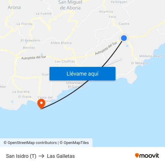 San Isidro (T) to Las Galletas map