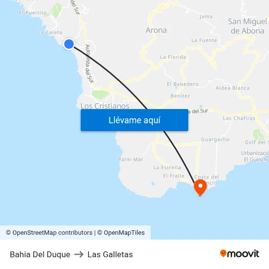 Bahia Del Duque to Las Galletas map