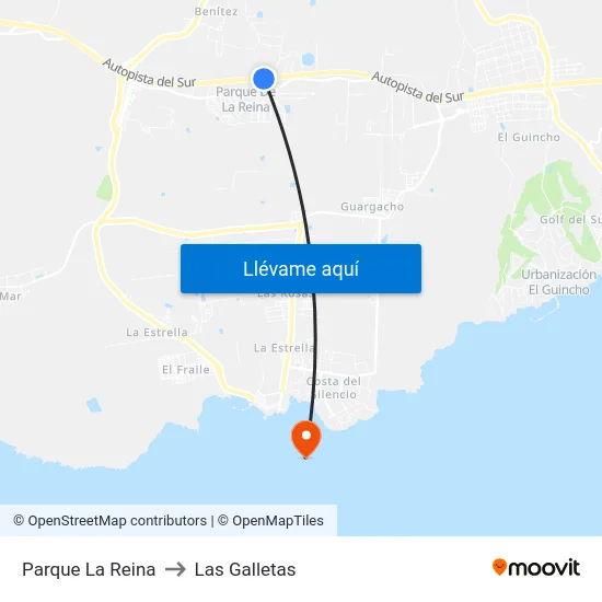 Parque La Reina to Las Galletas map