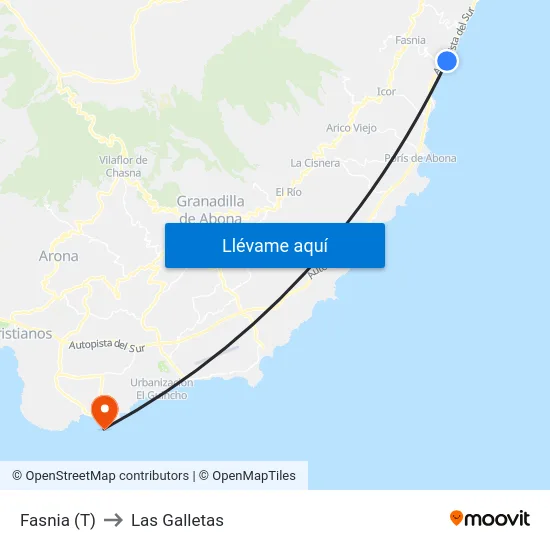 Fasnia (T) to Las Galletas map