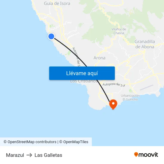 Marazul to Las Galletas map