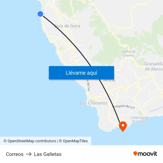 Correos to Las Galletas map