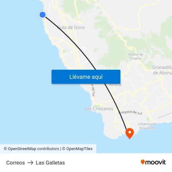 Correos to Las Galletas map