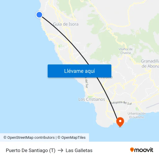 Puerto De Santiago (T) to Las Galletas map