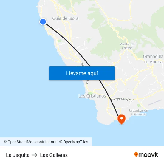 La Jaquita to Las Galletas map