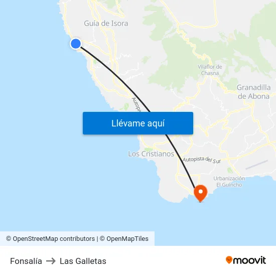 Fonsalía to Las Galletas map
