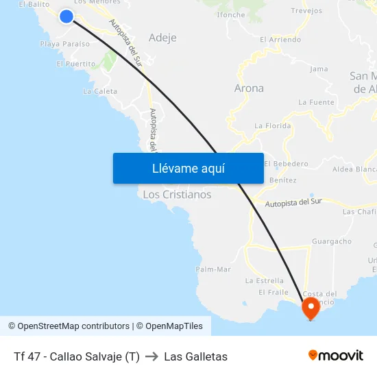 Tf 47 - Callao Salvaje (T) to Las Galletas map