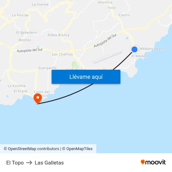 El Topo to Las Galletas map