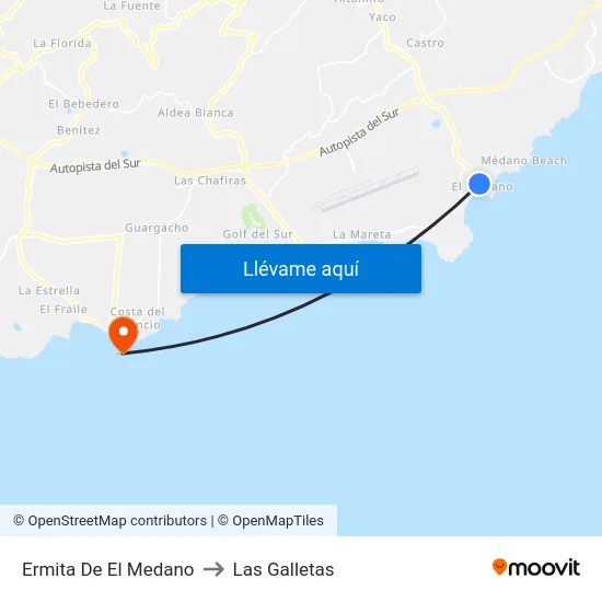 Ermita De El Medano to Las Galletas map