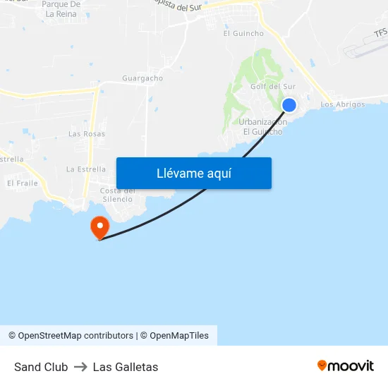 Sand  Club to Las Galletas map