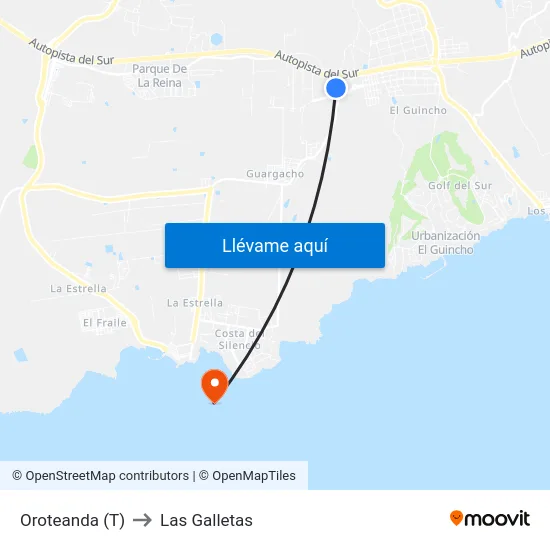 Oroteanda (T) to Las Galletas map
