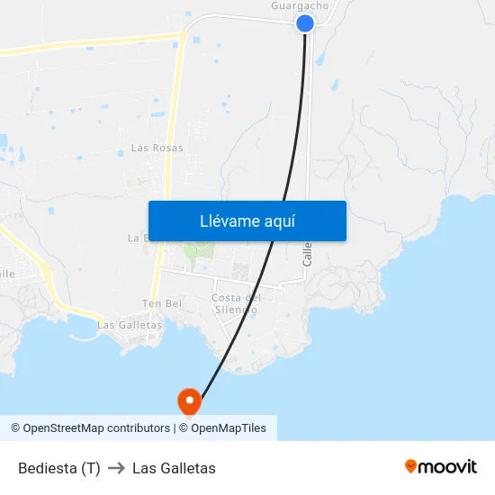 Bediesta (T) to Las Galletas map