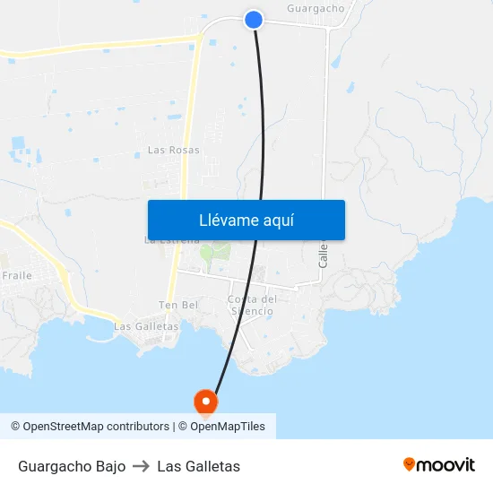 Guargacho Bajo to Las Galletas map
