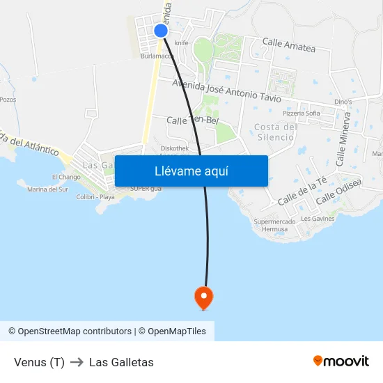 Venus (T) to Las Galletas map