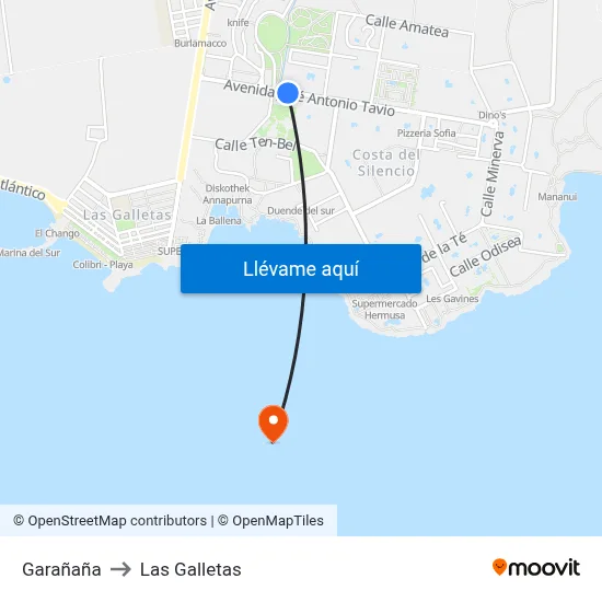 Garañaña to Las Galletas map