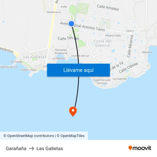 Garañaña to Las Galletas map